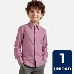UTILISIMO - Camisa Huaso Cuadrillé Algodón Niño Juvenil Color Rojo