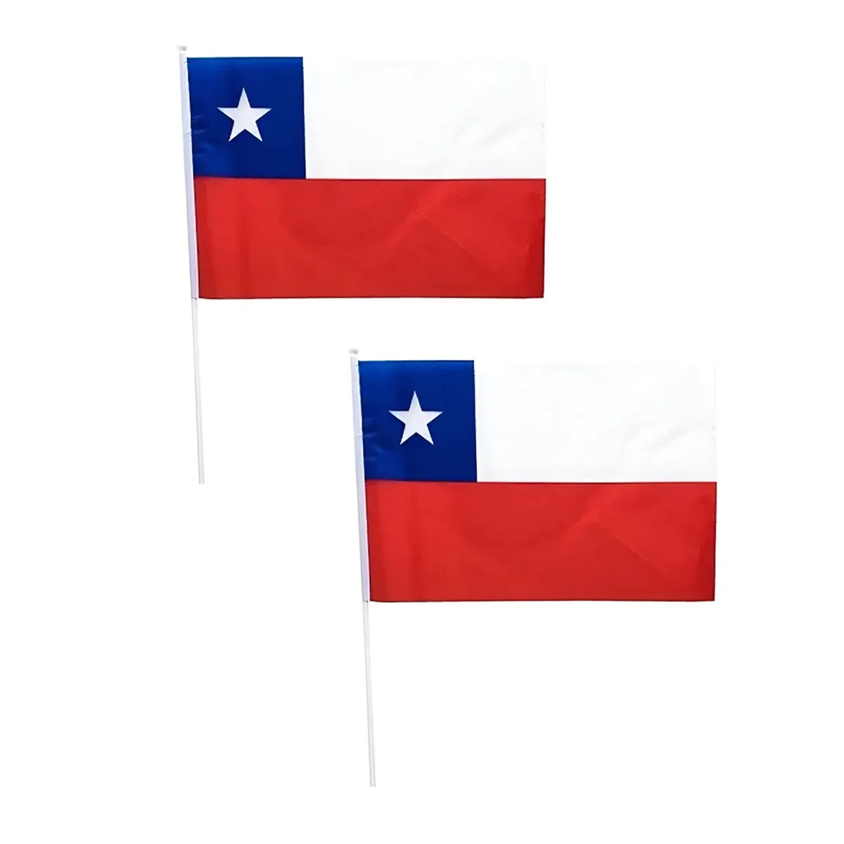GENERICO - Pack X2 Bandera De Chile 40x60 Mástil Palito Fechas Patrias Fechas Patrias