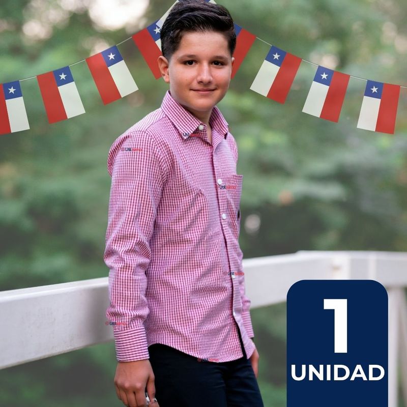 UTILISIMO - Camisa Huaso Cuadrillé Algodón Niño Juvenil Color Rojo