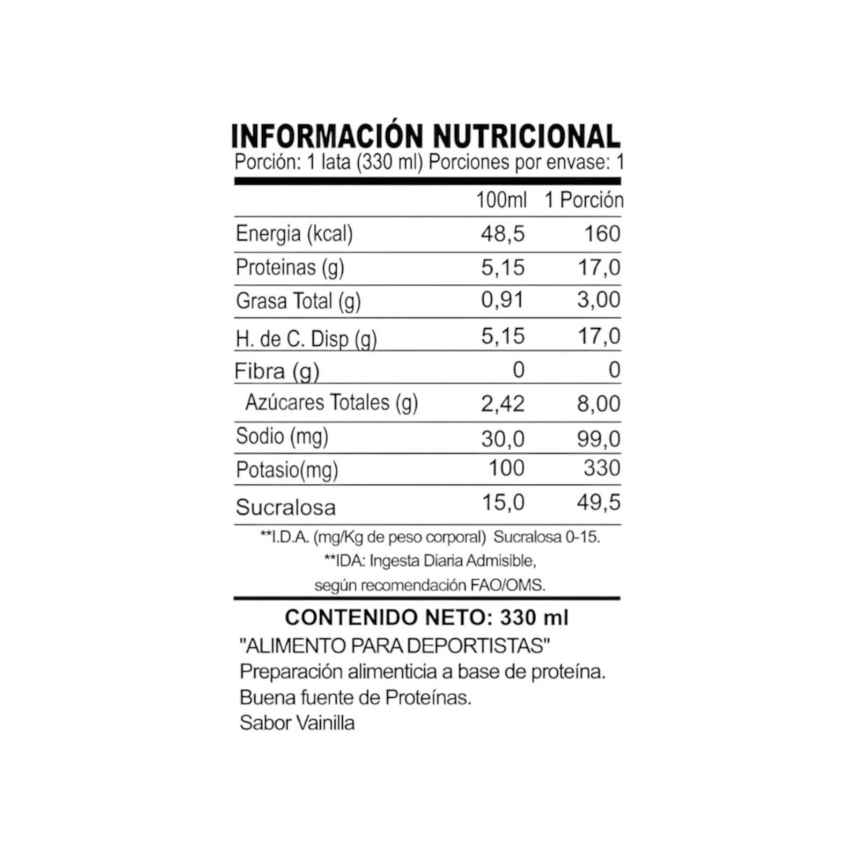 GENERICO - PROTEIN SHAKE VAINILLA 330ML - AKAPRO