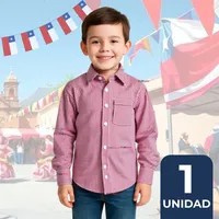 Camisa Huaso Cuadrillé Algodón Niño Juvenil Color Rojo