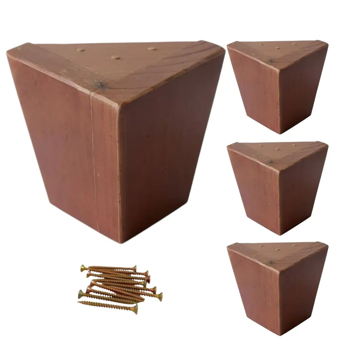 BLOCCARE - Kit De 4 patas Rectas Para Cama Europea Altura 11 cm - Color Roble Oscuro