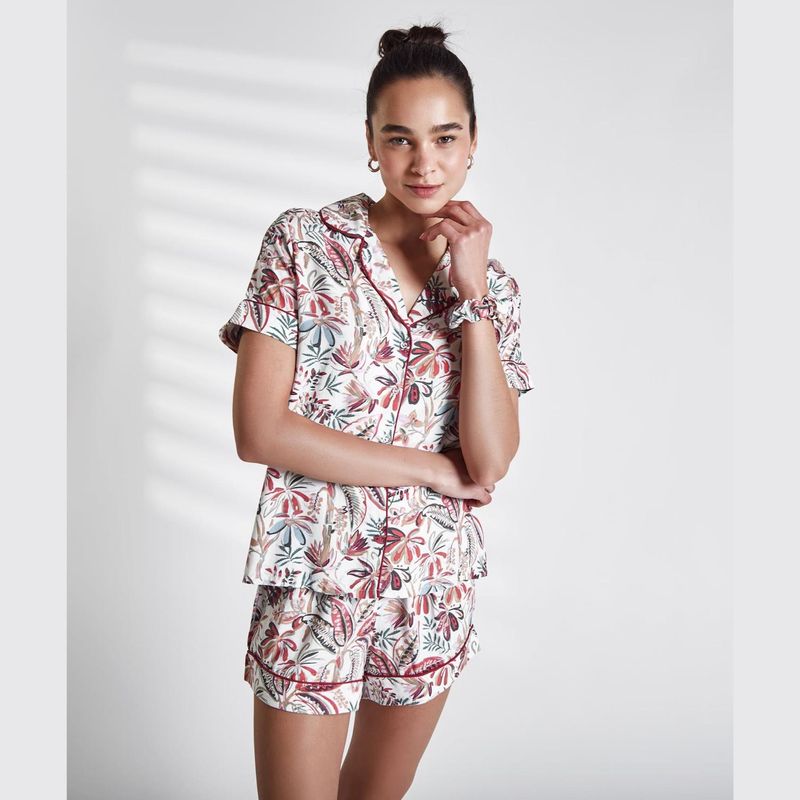 LOUNGE - Set Pijama Mujer Camisero Flores