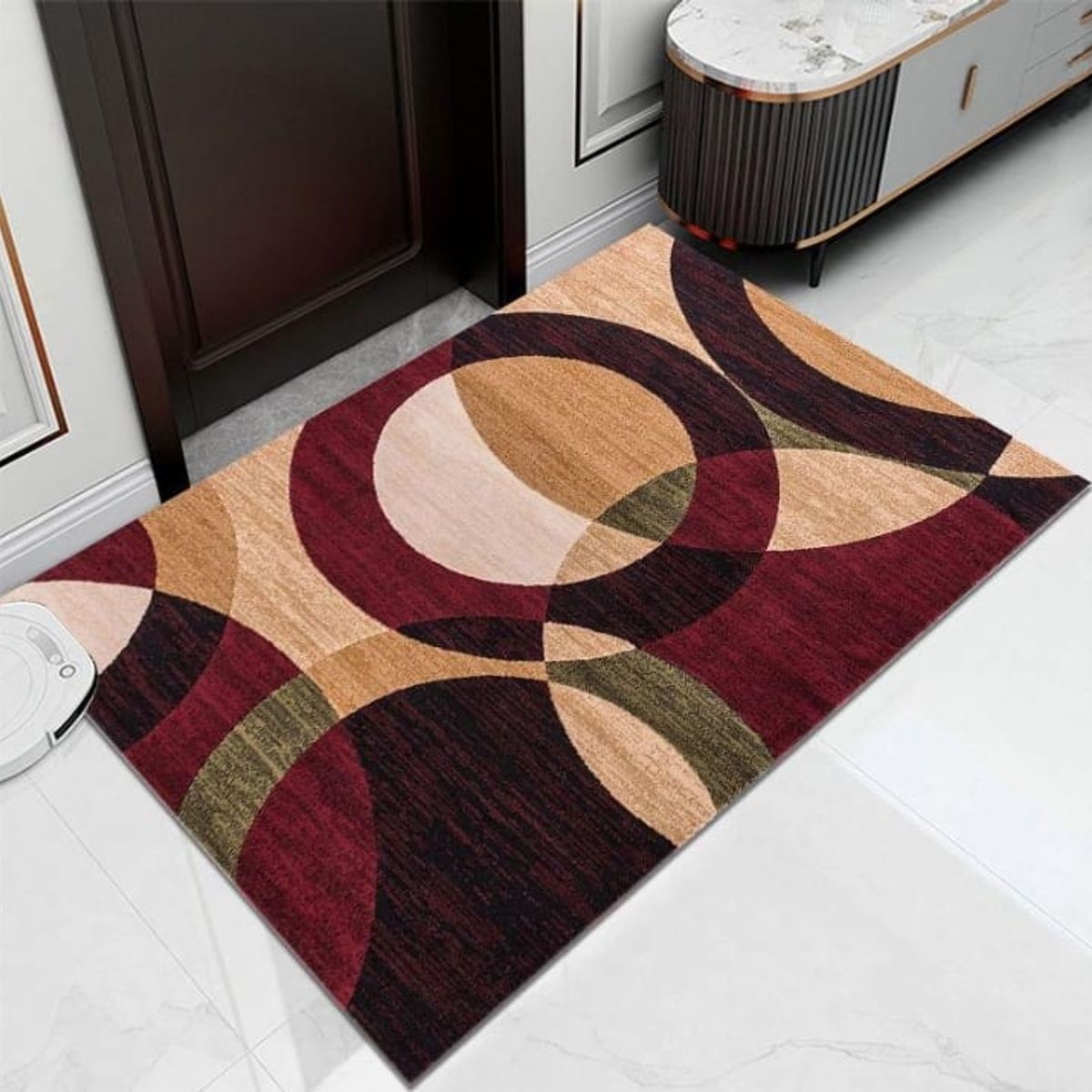 GENERICO - ALFOMBRA BURDEO CIRCULOS MODERNA ELEGANTE  200X240 CASA MIO