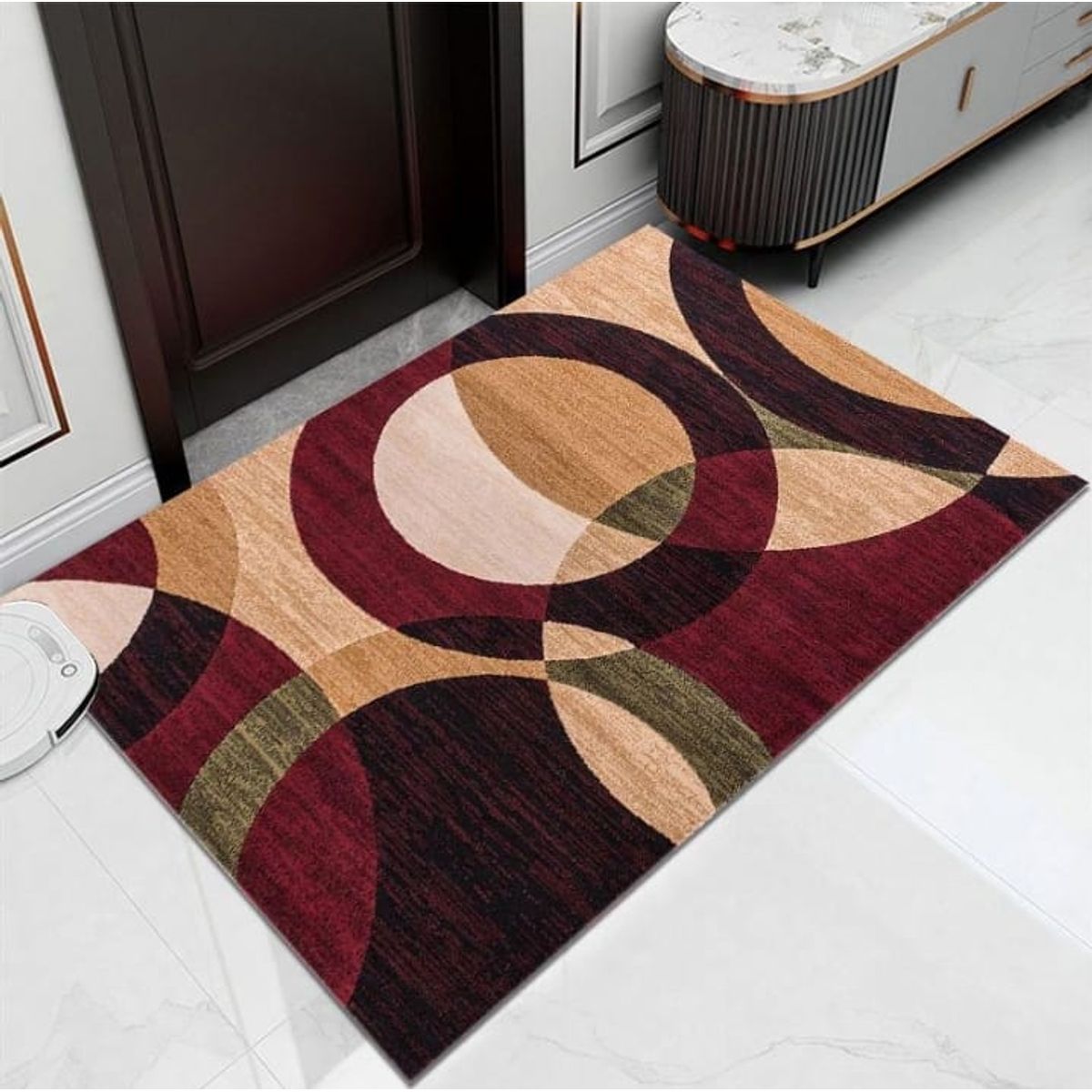 GENERICO - ALFOMBRA BURDEO CIRCULOS MODERNA ELEGANTE  200X240 CASA MIO