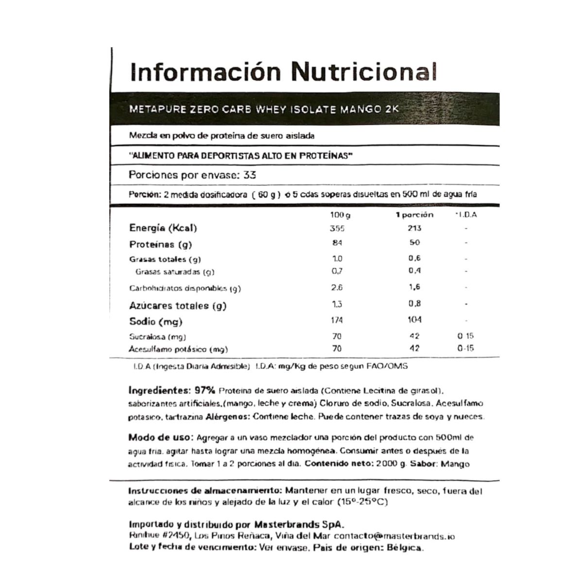 QNT - PROTEINA METAPURE ISO WHEY ZERO MANGO 2KG - QNT