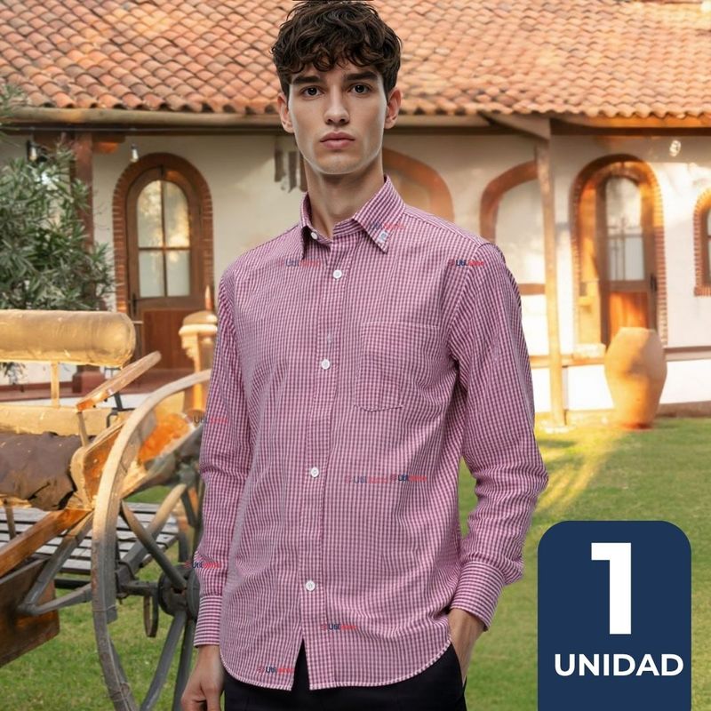UTILISIMO - Camisa Huaso Cuadrillé Algodón Niño Juvenil Color Rojo