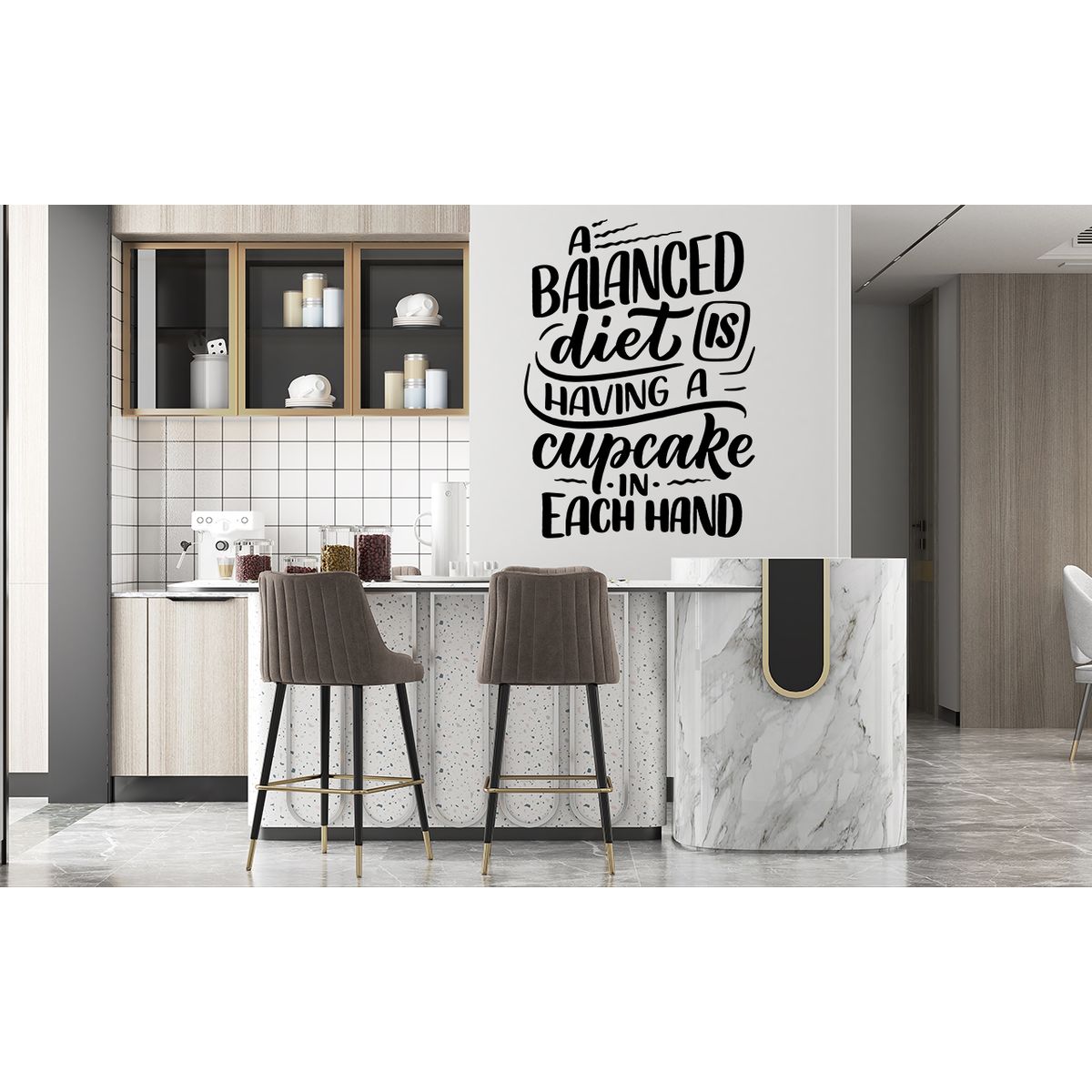 GENERICO - Frase Deco A Balanced Diet Is Having A Cupcake FR‑11020