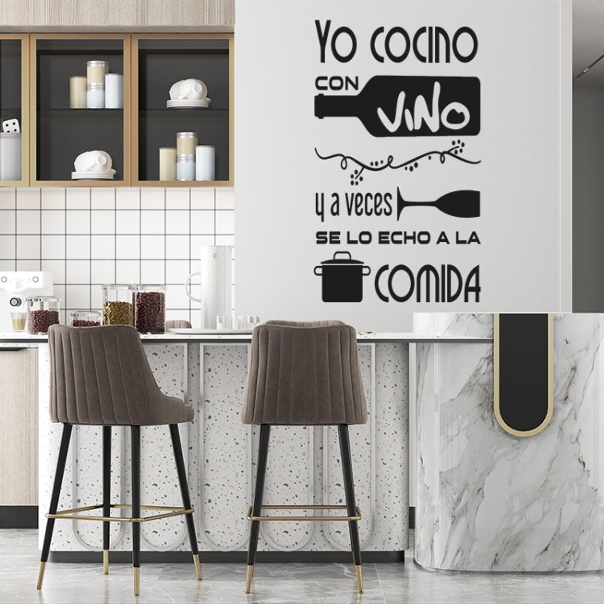 GENERICO - Frase Deco Yo Cocino Con Vino FR‑11035