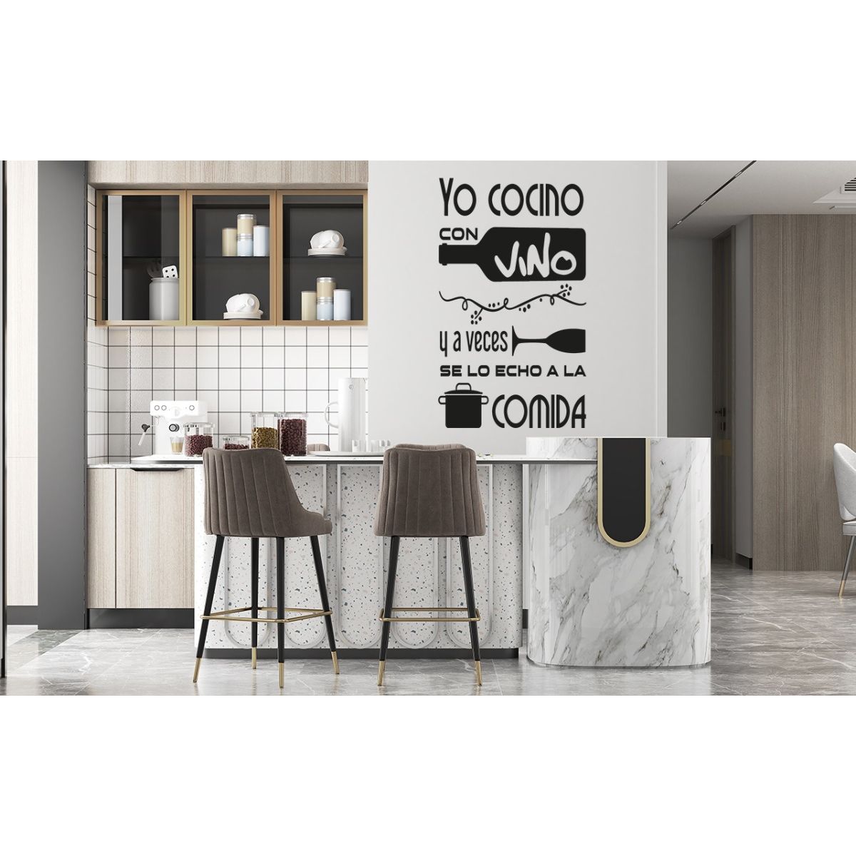 GENERICO - Frase Deco Yo Cocino Con Vino FR‑11035