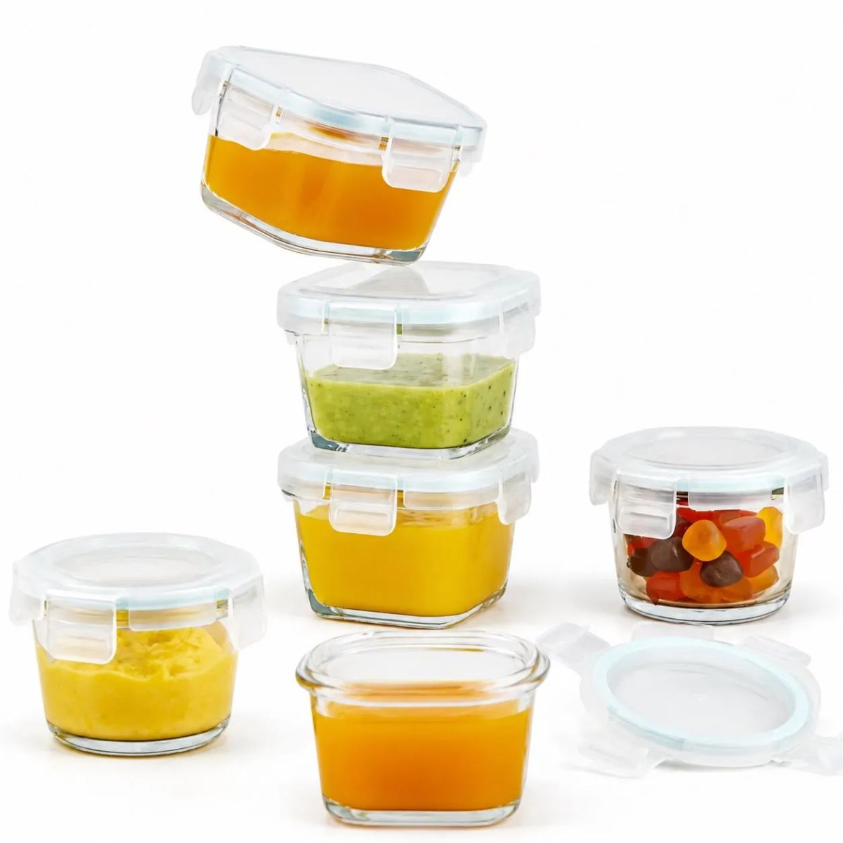 HOMESTAR - Set de 3 Contenedores Vidrio Herméticos Cuadrados - 160 ml