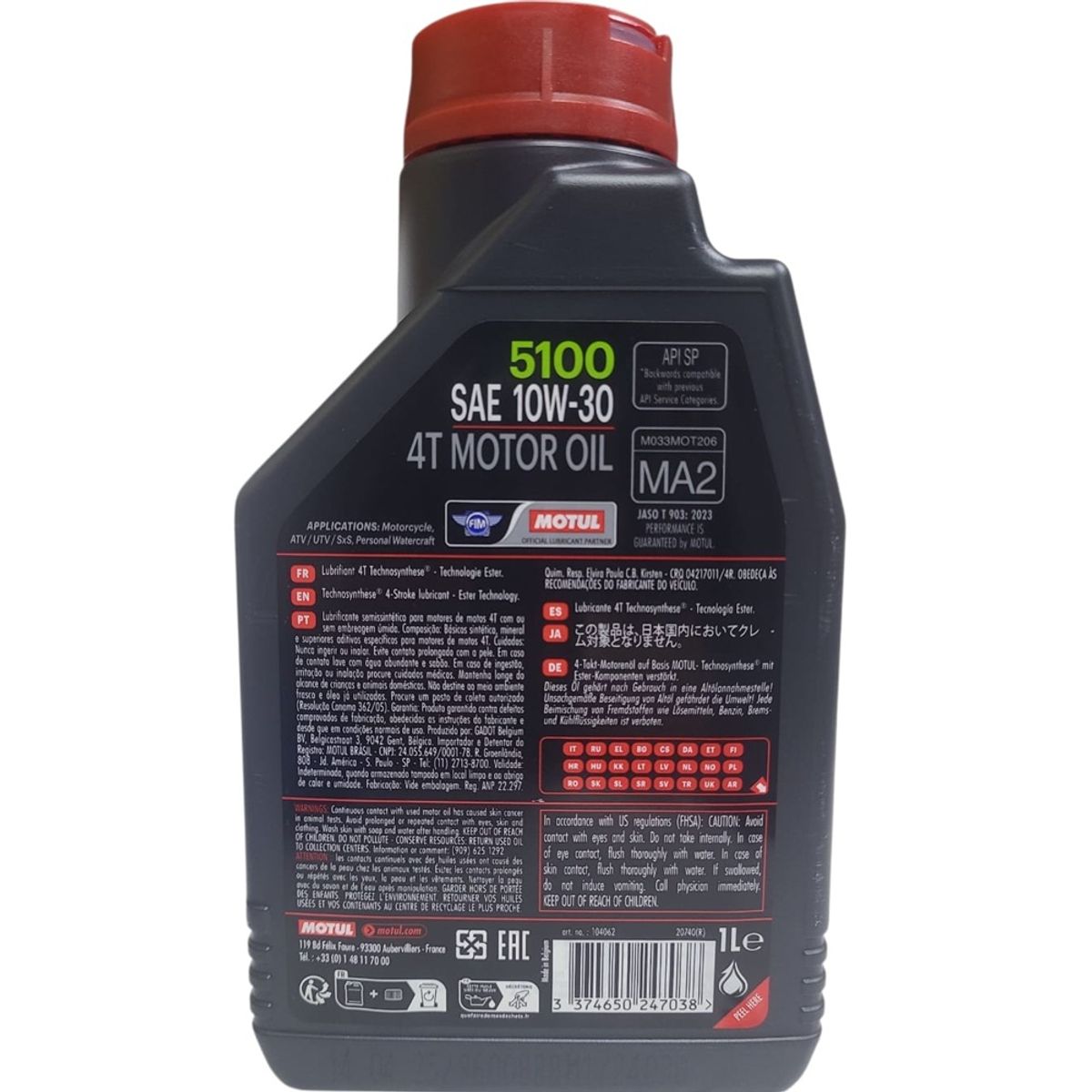 MOTUL - Aceite Moto Y Cuatriciclos 10w 30 Semi Sintetico Motul 1l