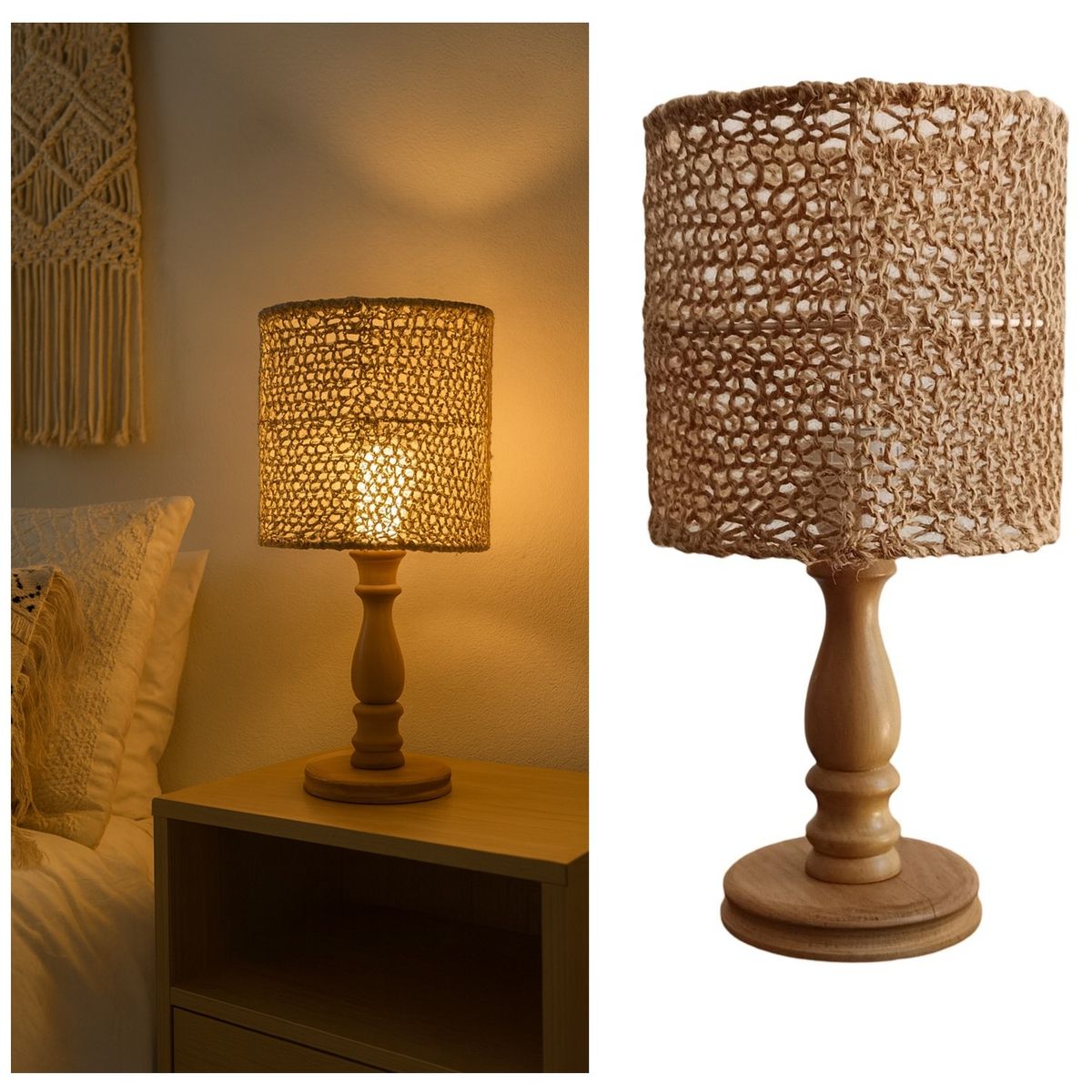 CAROLD STEVENS - Lámpara Velador Luciérnaga Cañamo