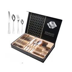 GENERICO - Juego De Cubiertos Acero Inoxidable 24 Piezas Color Plateado