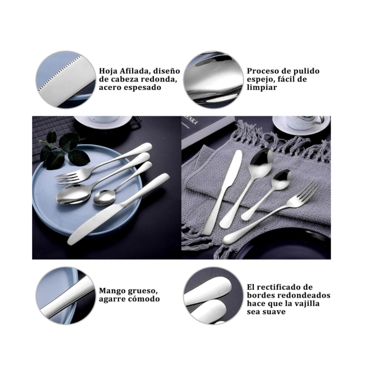 GENERICO - Juego De Cubiertos Acero Inoxidable 24 Piezas Color Plateado