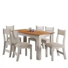ALTAVISION MUEBLES - JUEGO COMEDOR VIOLETA 6S BLANCO MIEL