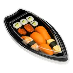 PASTELERIUSCL - Pack X40 Envases Para Sushi Barco Desechables Botes 47cm Envase Comida Japonés Barco Sushi Plastico