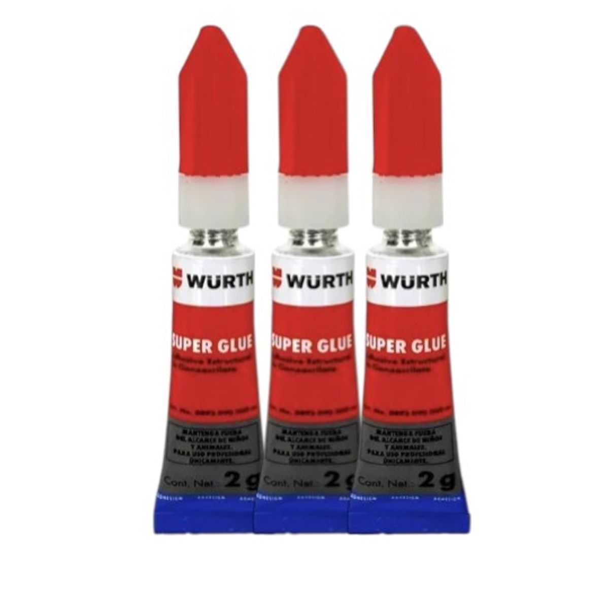 WURTH - Pack x3 Gotita SuperGlue Wurth Adhesivo 2ml Color Blanco