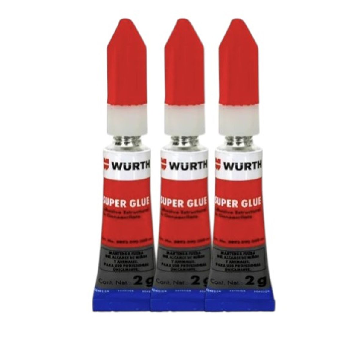 WURTH - Pack x3 Gotita SuperGlue Wurth Adhesivo 2ml Color Blanco