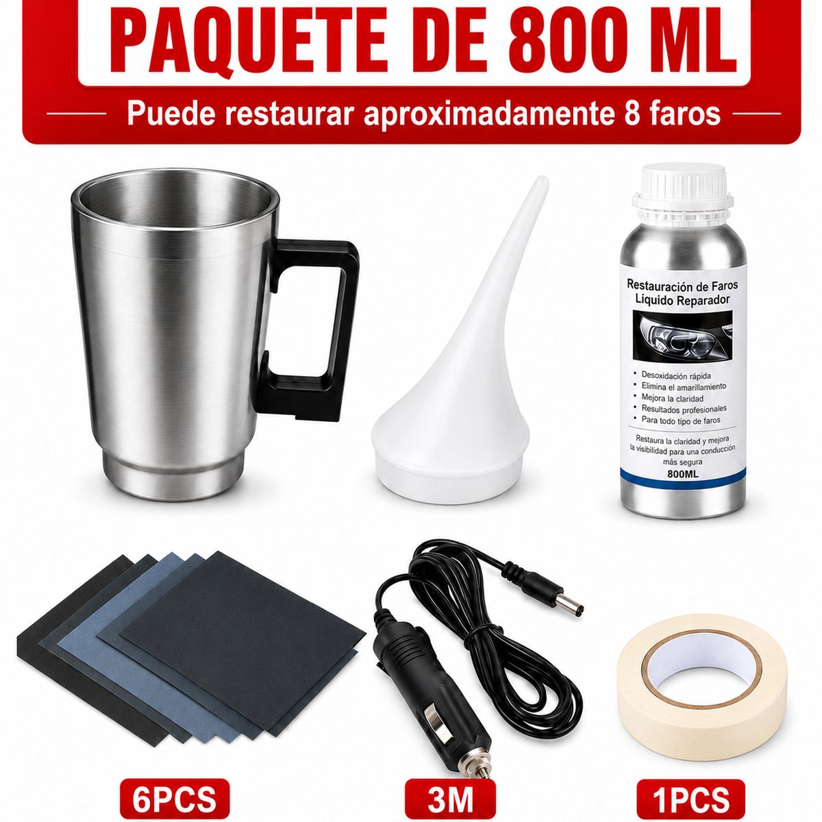 GENERICO - Pulidor Foco Faro Auto Limpia Repara Restaura Pulir Rayones