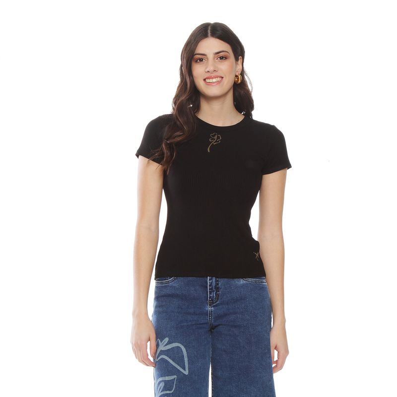 WADOS - POLERA MANGA CORTA SOLID FLOR LASER