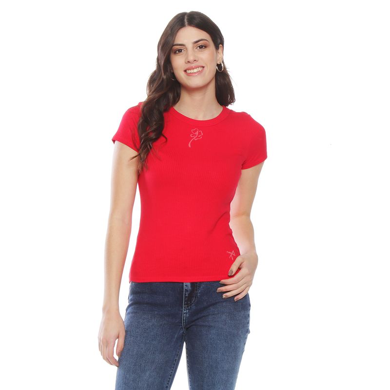 WADOS - POLERA MANGA CORTA SOLID FLOR LASER