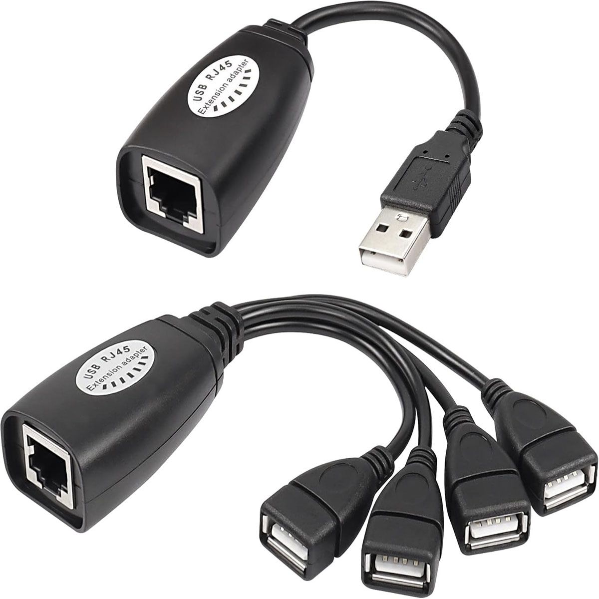 GENERICO - EXTENSOR USB 2.0 POR RJ45 4 PUERTOS, HASTA 45 METROS