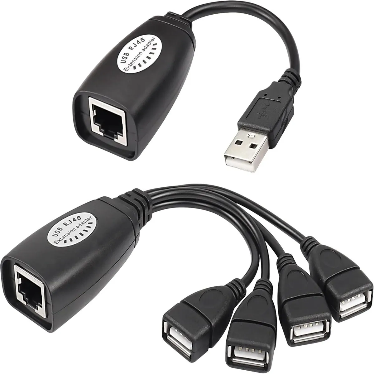 GENERICO - EXTENSOR USB 2.0 POR RJ45 4 PUERTOS, HASTA 45 METROS