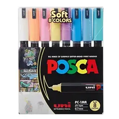 UNI POSCA - Marcador 8 Colores Pastel 1MR 0.7mm