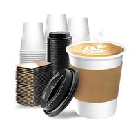 50 Vasos Para Cafe Vasos Polipapel C/tapa+manga 10oz/ 296ml