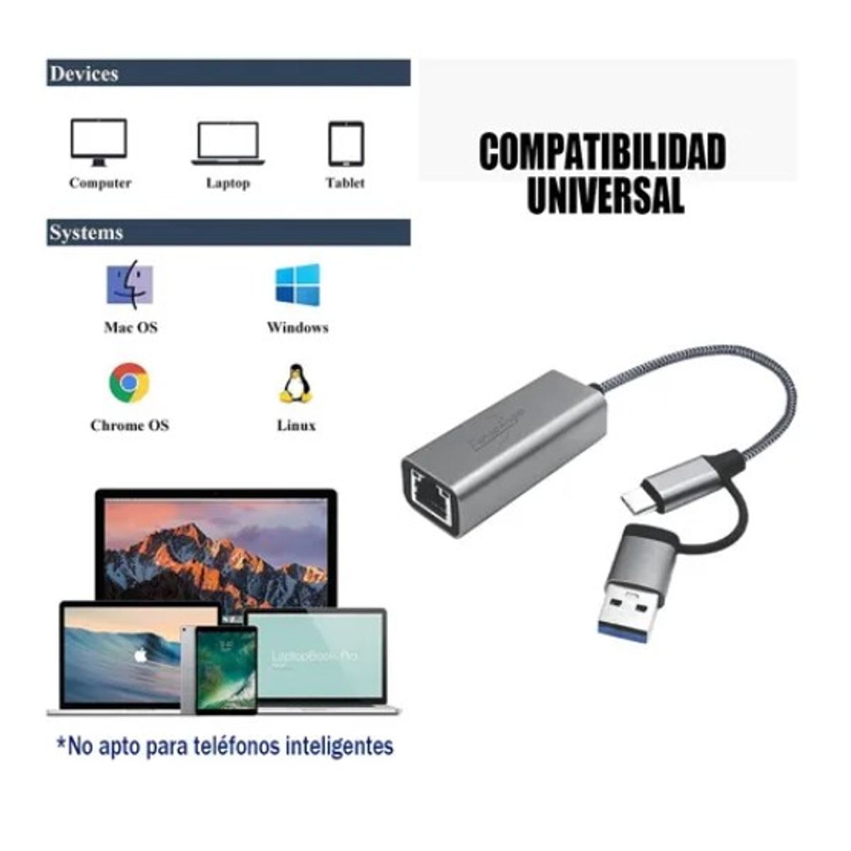 OFERTABKN - Adaptador Usb 3.0 Usb C A Rj45 Ethernet 10/100/1000mbps