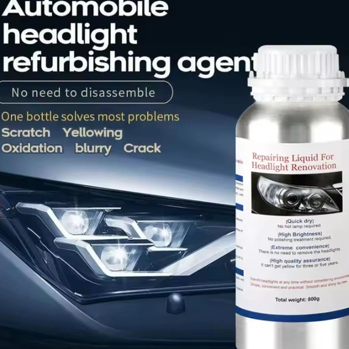 GENERICO - Foco Faro Auto Limpia Repara Restaura Pulir Rayones 50 Ml