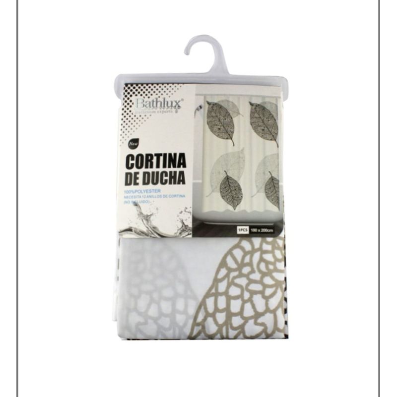GENERICO - Cortina De Ducha Blanca Diseño De Hojas