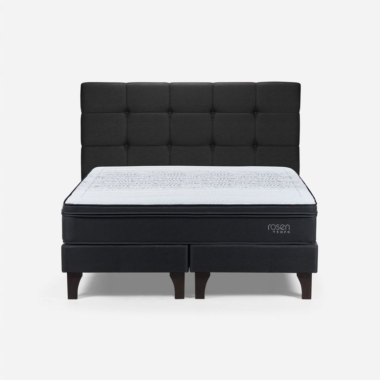 Cama Europea Tempo 2 Plazas x 2.00mt Base Dividida + Respaldo