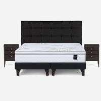 Cama Europea Art 4 King + Respaldo + 2 Veladores