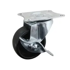 KUTZ - Rueda poliuretano negra 40mm con freno 25kg