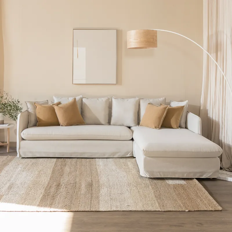 AMOBLE - Sofa Jacinta Seccional Derecho Beige 2025 Amoblé