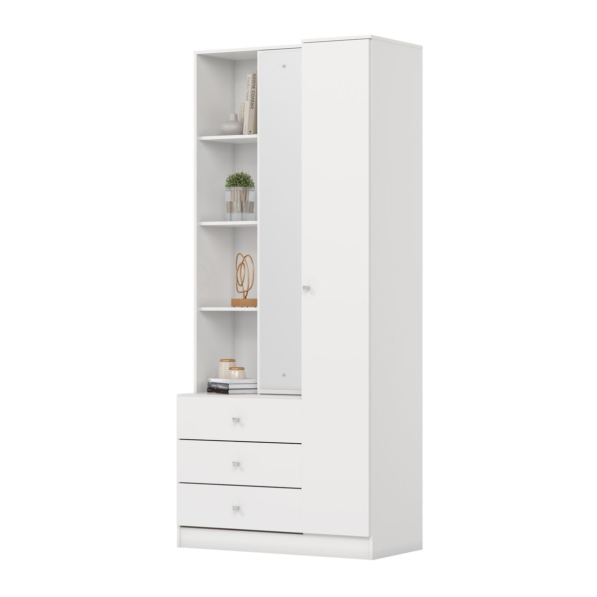 HOME MOBILI - Closet Cristal 2 Puertas Blanco con Espejo