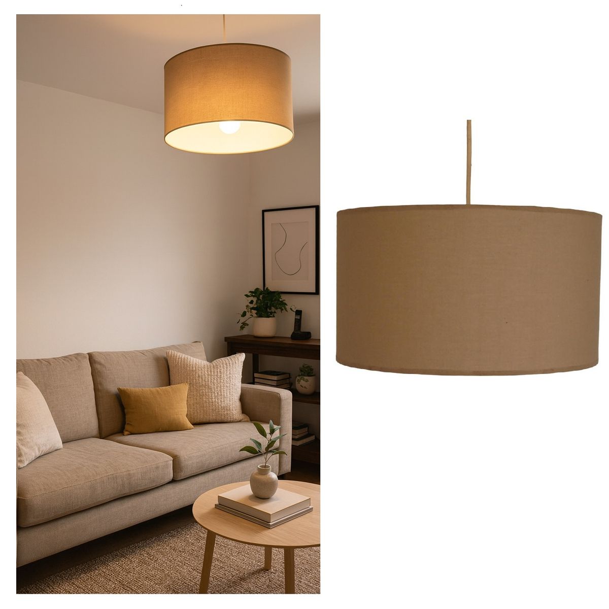 CAROLD STEVENS - Lámpara Colgante Tambor Nuez.