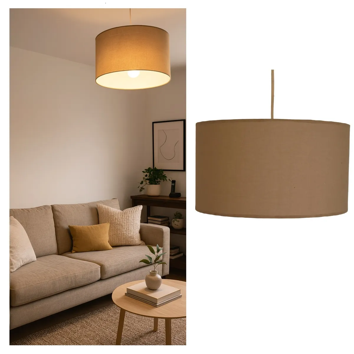 CAROLD STEVENS - Lámpara Colgante Tambor Nuez.