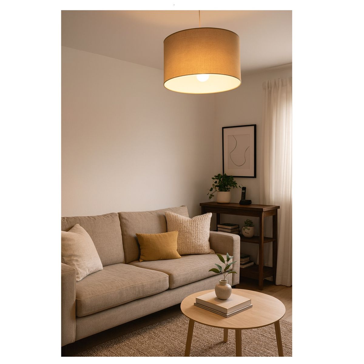 CAROLD STEVENS - Lámpara Colgante Tambor Nuez.