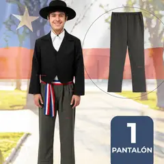 UTILISIMO - Pantalón Huaso Juvenil Gris con Rayas Fiestas Patrias