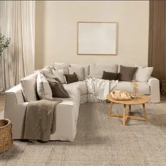 AMOBLE - Sofa Seccional Cantabria Lino Beige Amoblé