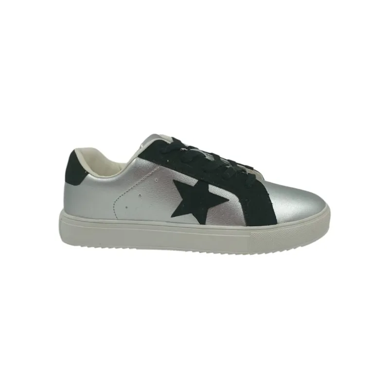 HERIEL - Zapatilla Plateada Estrellas Mujer