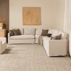 AMOBLE - Sofa Seccional Helga Lino Beige La Amoblé