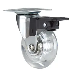 KUTZ - Rueda poliuretano transparente 100mm con freno 76kg