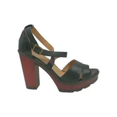 HERIEL - Sandalia Negra Taco Alto