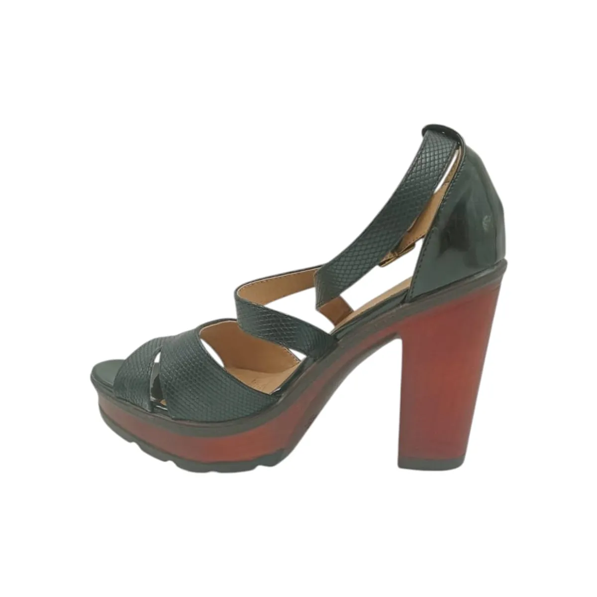 HERIEL - Sandalia Negra Taco Alto