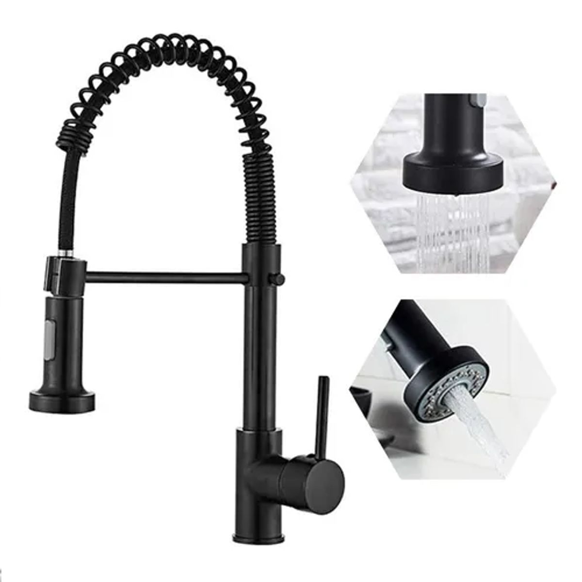 Grifo Llave Alta Monomando Cocina Rociador Flexible Negro, marca GENERICO - Foto 2
