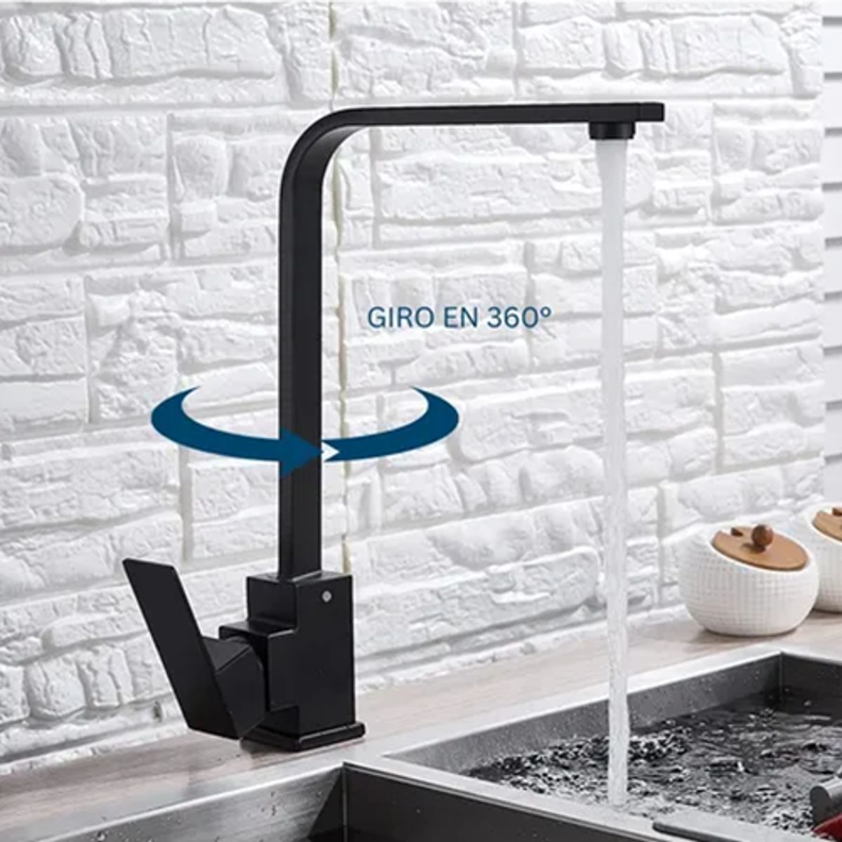 GENERICO - Llave Lavaplatos Monomando Negra